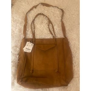Zara saddle color suede bag with shoulder and arm strap NWT